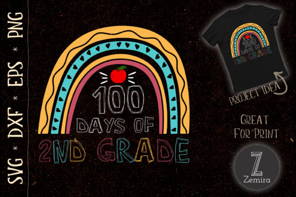 100th Day of School 2nd Grade Rainbow Graphics