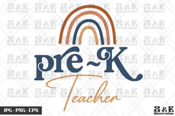 Boho Pre K Teacher Rainbow Educator Graphics