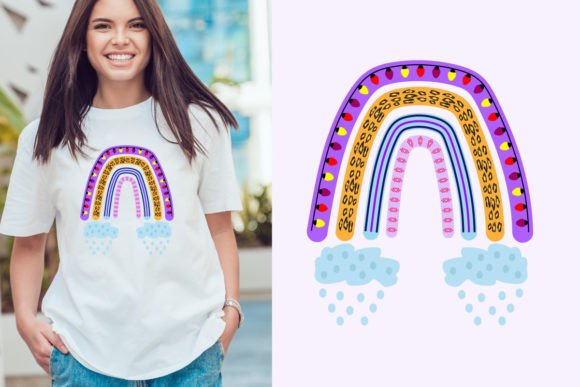 Christmas Rainbow Graphics for T-Shirt Designs