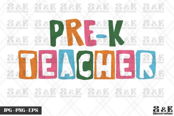 Cute Pre-K Teacher Rainbow Color Text Graphics