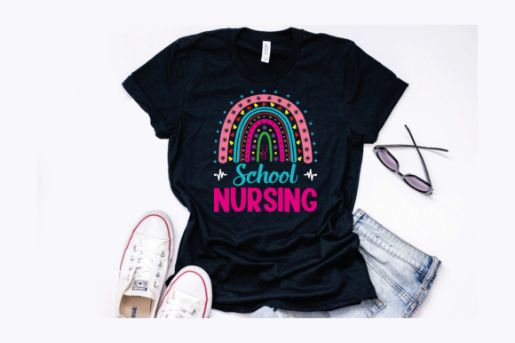 Cute Rainbow School Nurse Design Graphics