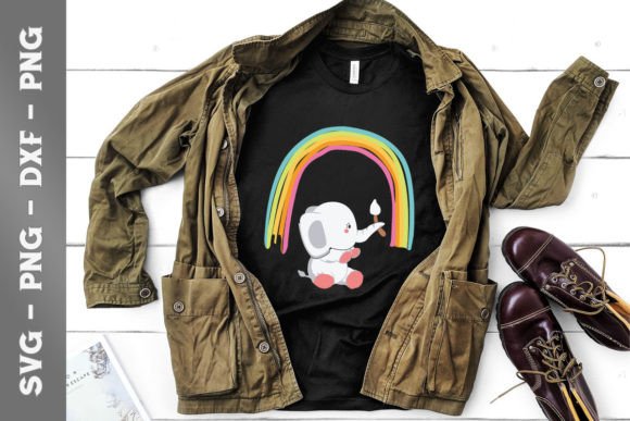 Elephant Spraying Rainbow Baby Elephant Graphics