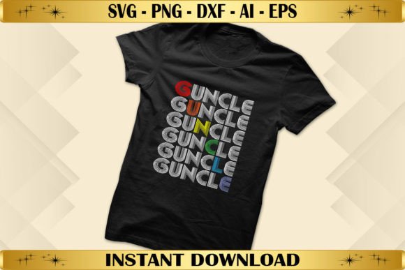 Guncle Rainbow Color Graphics for T-Shirt Designs
