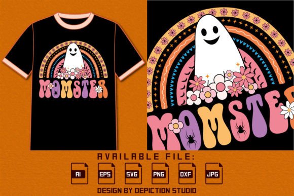 Halloween Rainbow Momster Ghost Flower Graphics