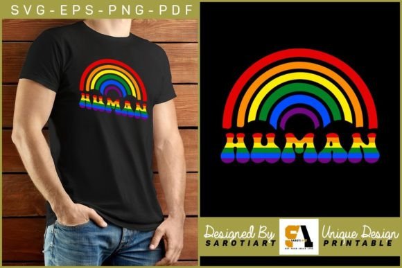Human LGBT Rainbow Color Gay T-shirt Graphics & Crafts