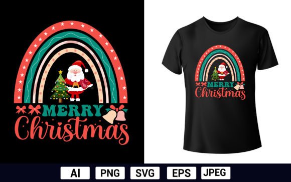 Merry Christmas Rainbow T-Shirt Design Graphics