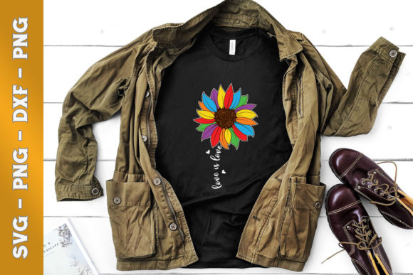 Rainbow Sunflower Love is Love Graphics for T-Shirt Designs