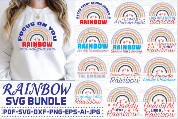 Rainbow SVG Bundle for T-Shirt Designs