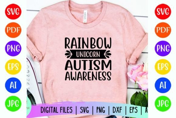 Rainbow Unicorn Autism Awareness Graphics