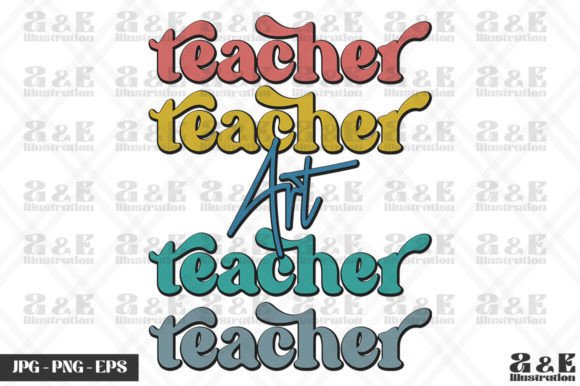 Retro Art Teacher Rainbow Colors School Graphics
