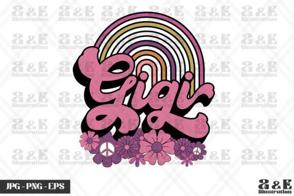 Retro Gigi Groovy Flower Rainbow Graphics