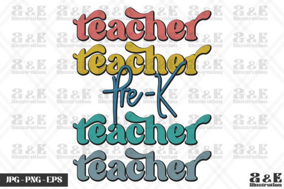 Retro Pre K Teacher Rainbow School Graphics