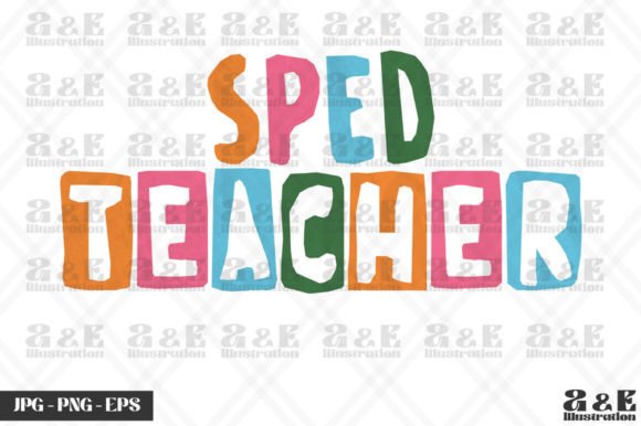 SPED Teacher Rainbow Color Text Graphics for T-Shirt Designs