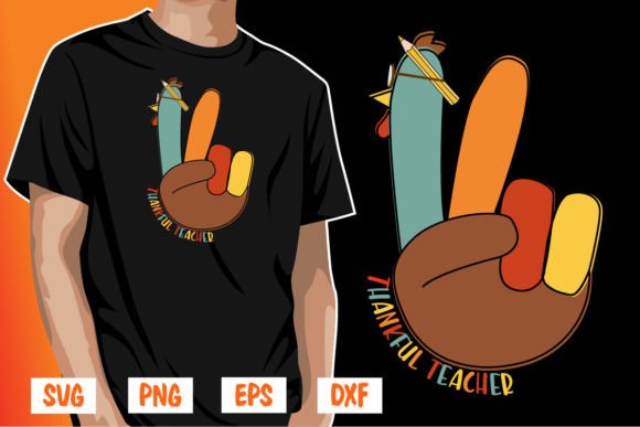 Thanksgiving Teacher Rainbow Pumpkin Graphics and T-Shirt Designs